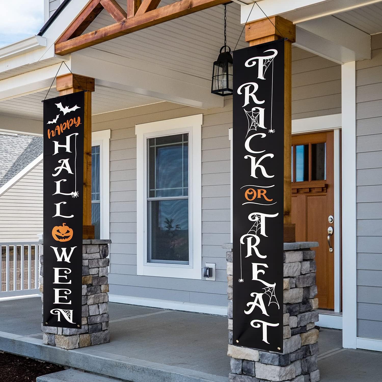 Halloween Decorative Hanging Banner - Trick or Treat Welcome Sign for Front Door, Porch, Yard & Indoor Home Wall Decor