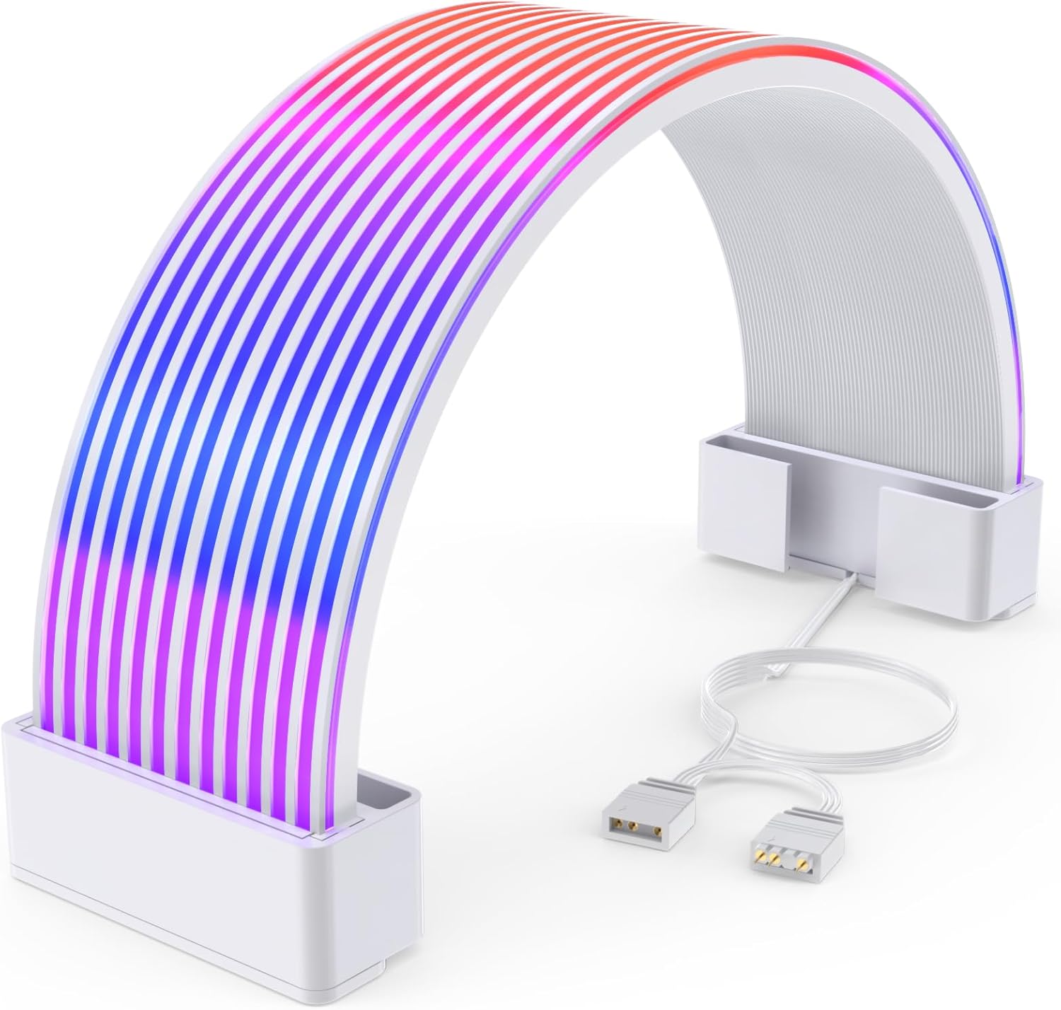 Sirlyr 3x8 RGB PSU Cables Strips,Addressable ARGB Strip for 3x8 Pin GPU 24Pin Motherboard Extension Cable Modular Cable,5V3Pin SYNC,Customized PC Cases 10In