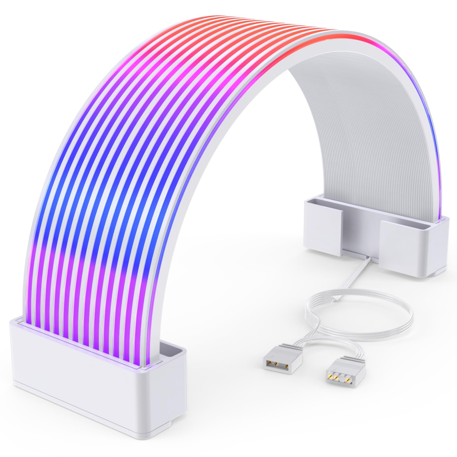 Sirlyr 3x8 RGB PSU Cables Strips,Addressable ARGB Strip for 3x8 Pin GPU 24Pin Motherboard Extension Cable Modular Cable,5V3Pin SYNC,Customized PC Cases 10In