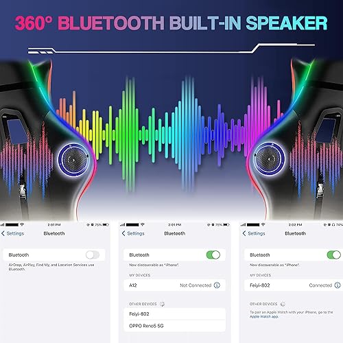 B0C4HBRJVJ_image_2 Silla LED para videojuegos, silla de juegos para computadora con altavoces Bluetooth y luces RGB, masajeador completo, silla giratoria reclinable,
