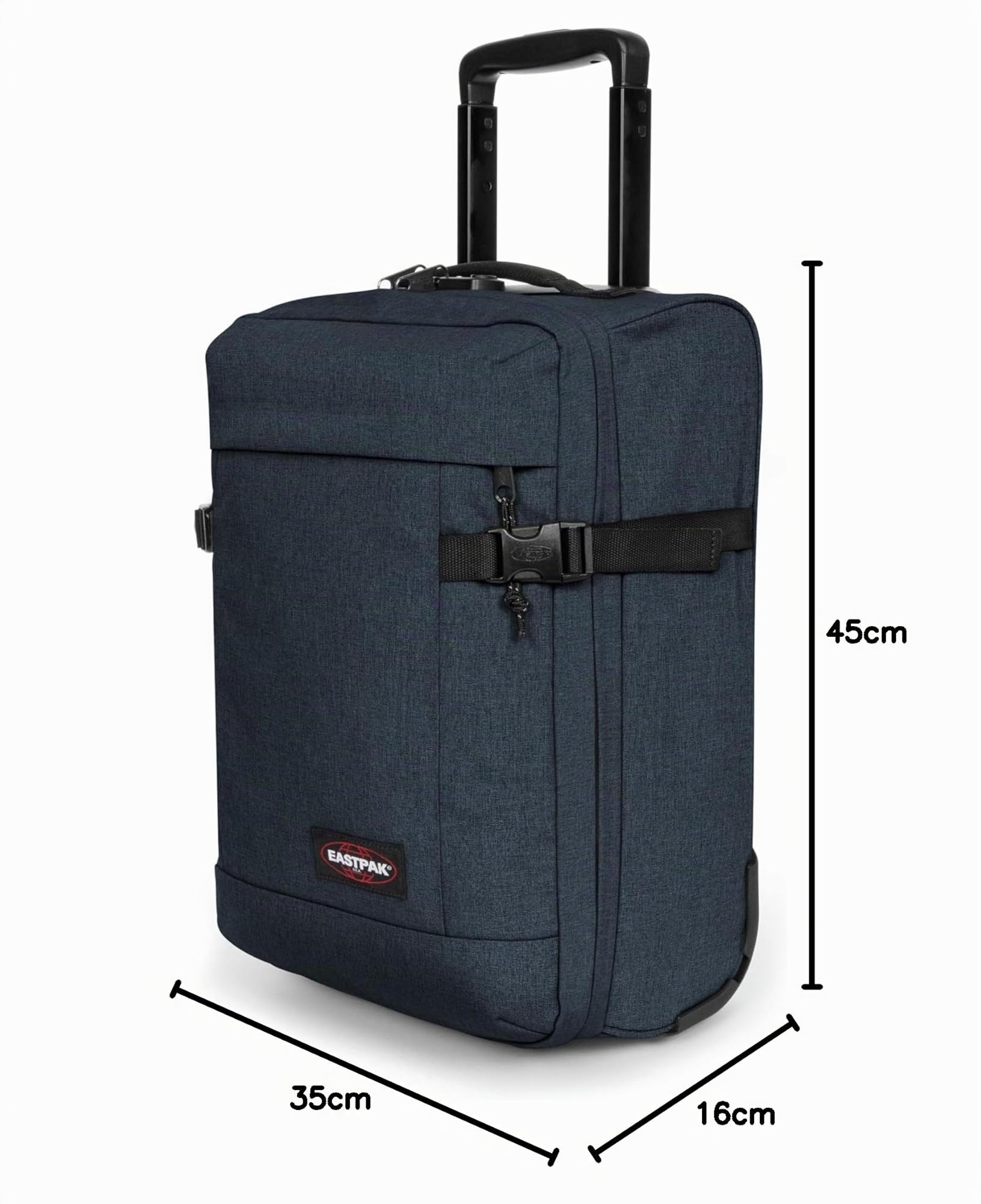 Eastpak Tranverz XXS Valigia Cabina (45 x 32 x 20 cm), Bagaglio a Mano Leggero con Ruote, Chiusura TSA & Doppio Scomparto, Trolley da Viaggio Idrorepellente - TRIPLE DENIM