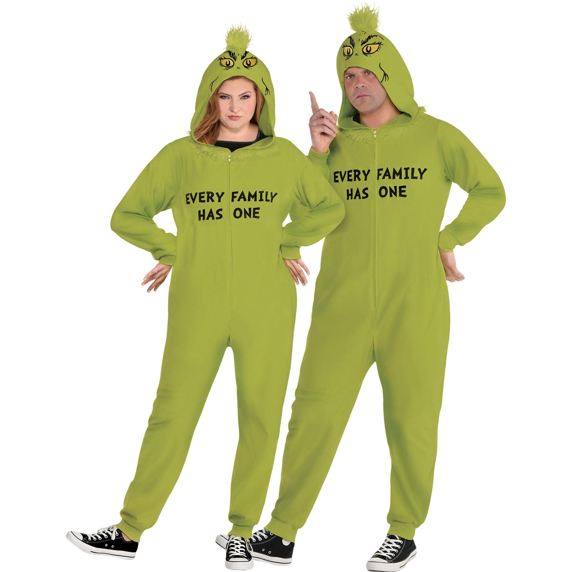 Party CityClassic Grinch Zipster Onesie for Adults, Plus Size Multicolor