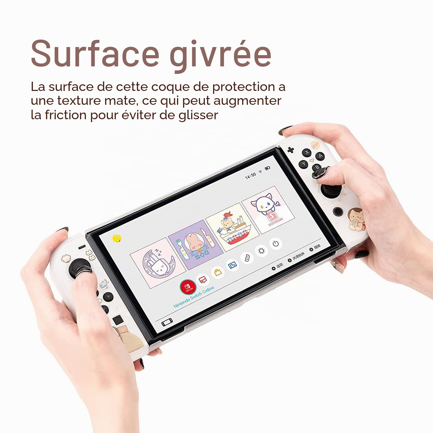 GeekShare Étui de Protection Fin Compatible avec Nintendo Switch OLED et Joy Con - Absorption des Chocs et Anti-Rayures - Space Cat