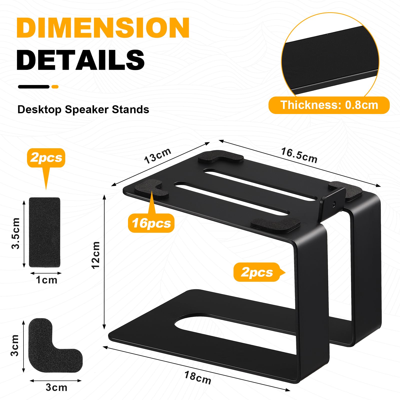 Coolty Supporti per altoparlanti da scrivania, 1 paio, universali in metallo, con cuscinetti ammortizzanti, design inclinabile, supporto per altoparlanti per tavolo da gioco e tavolo PC (B)