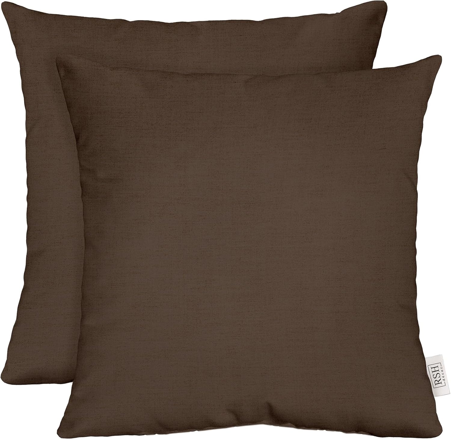 RSH DECOR Square Throw Pillows Set of 2, 17x17 Inch Decorative Pillows for Couch, Water-Resistant Patio Furniture Pillows, All-Weather Spun Fabric, Canvas Java Brown - Made in USA