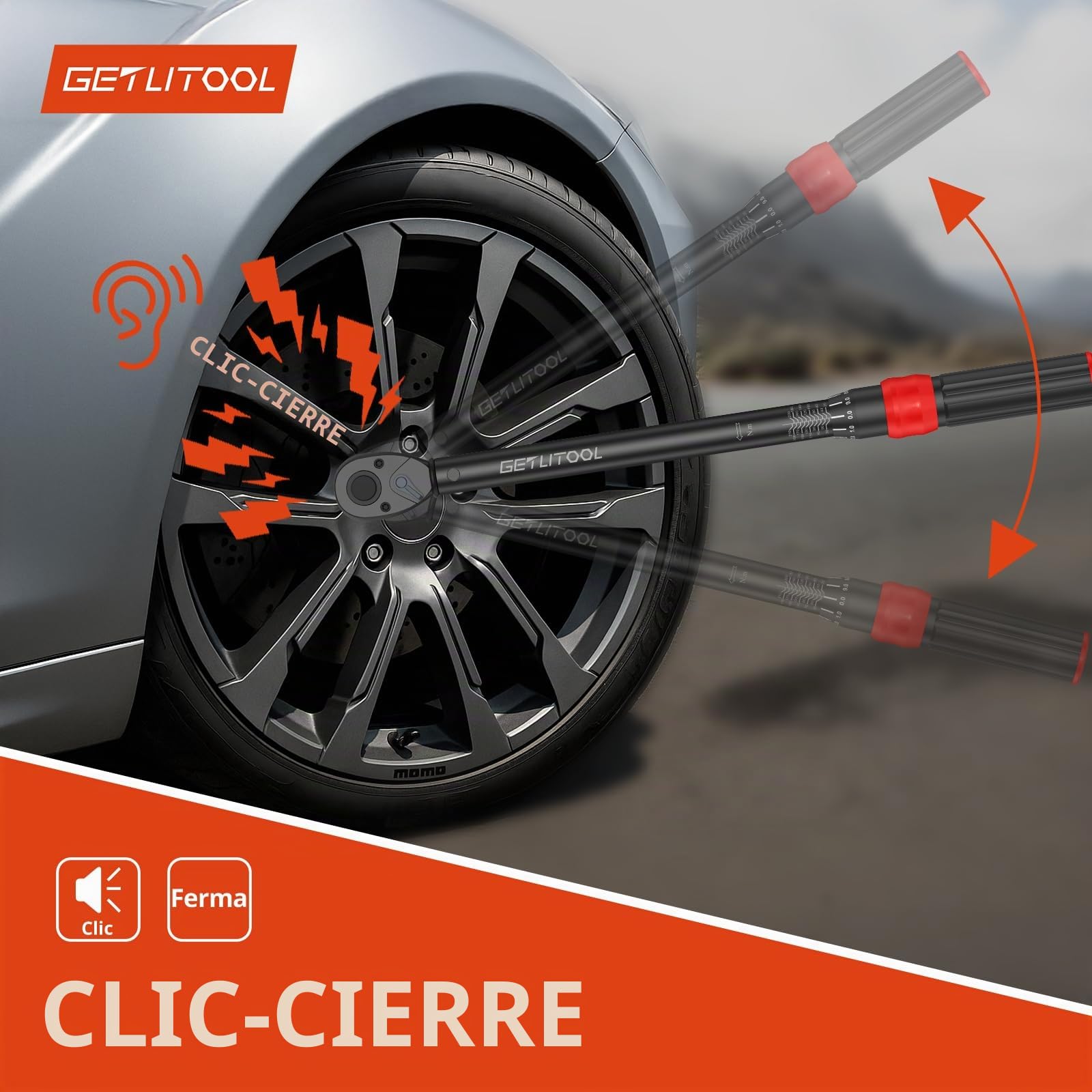 GETLITOOL Juego de Llaves Dinamométricas 1/4" 3/8" 1/2", de Acero al Cromo-molibdeno con Trinquete Reversible de 72 Dientes, 5-25 Nm, 10-60 Nm y 20-210 Nm
