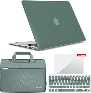 IBENZER Compatible with Old Version MacBook Air 13 Inch Case (2010-2017 Release). Models: A1466 A1369, Hard Shell Case&Bag&Keyboard Cover&Screen Film for Apple Mac 13, Midnight Green, CA-MA13-MTGN+3SP