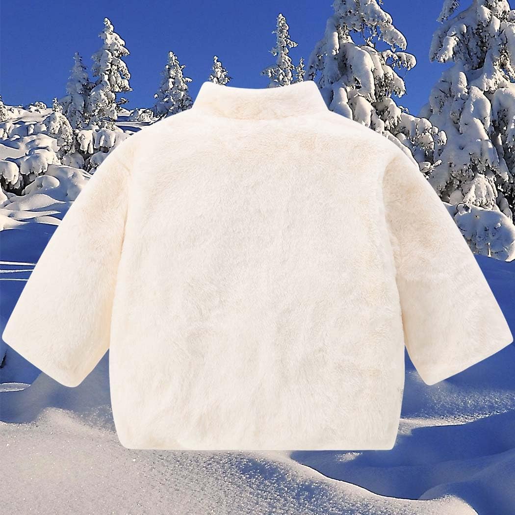 Toddler Fur Coat Baby Girl Boy Fleece Jacket Winter Warm Furry Coats Infant Kids Sherpa Fuzzy Outwear for 1-7 Years