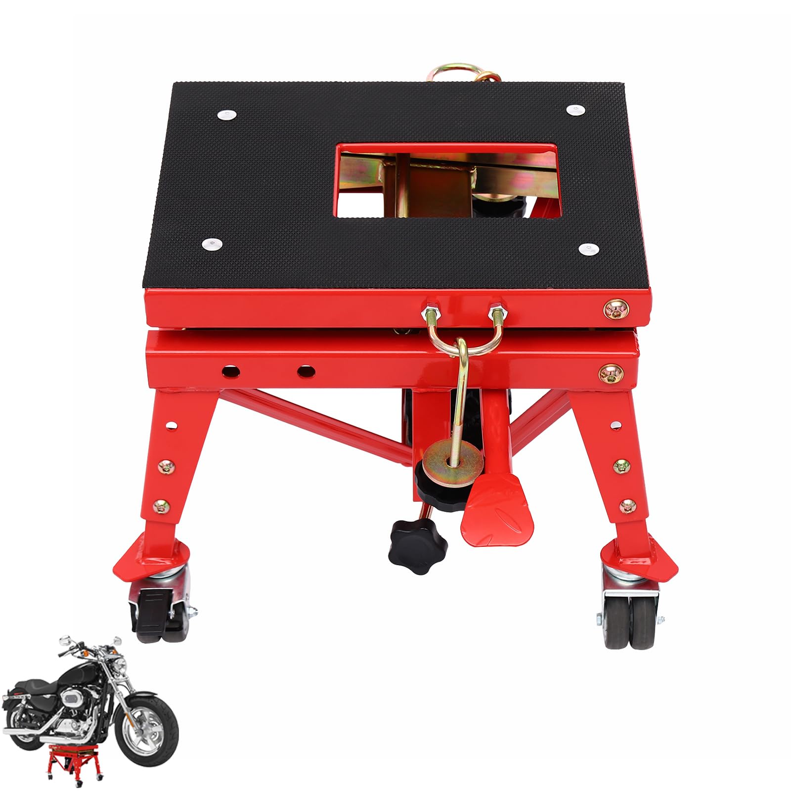 Plataforma Elevadora para Motocicleta 160 kg Elevador de Motos Hidráulicos de Tijera Soporte de Montaje para Moto Soporte de Elevación de 30,5 – 80 cm de Altura