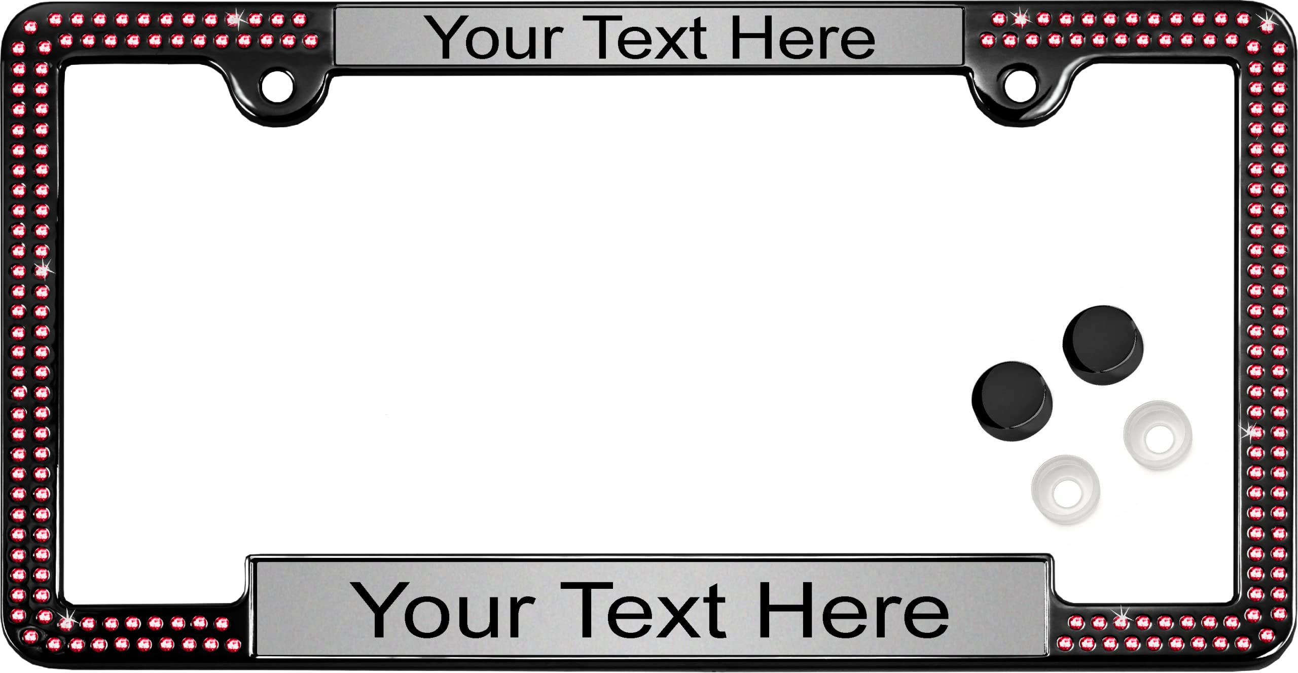 Crystals - Custom Personalized Black Metal Car License Plate Frame with Pink Cr - Picture 69 of 132