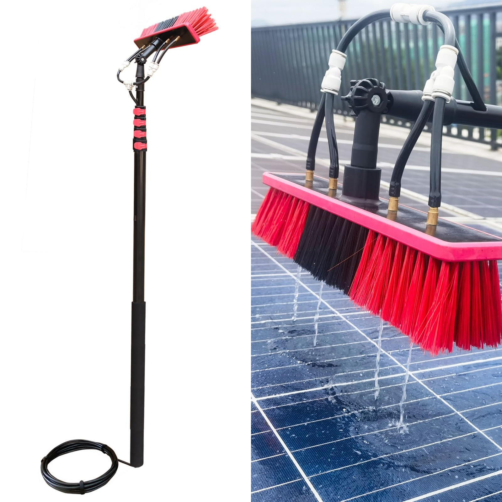 Kit de brosse de lavage de vitres télescop et perche en aluminium pour entretien de toit