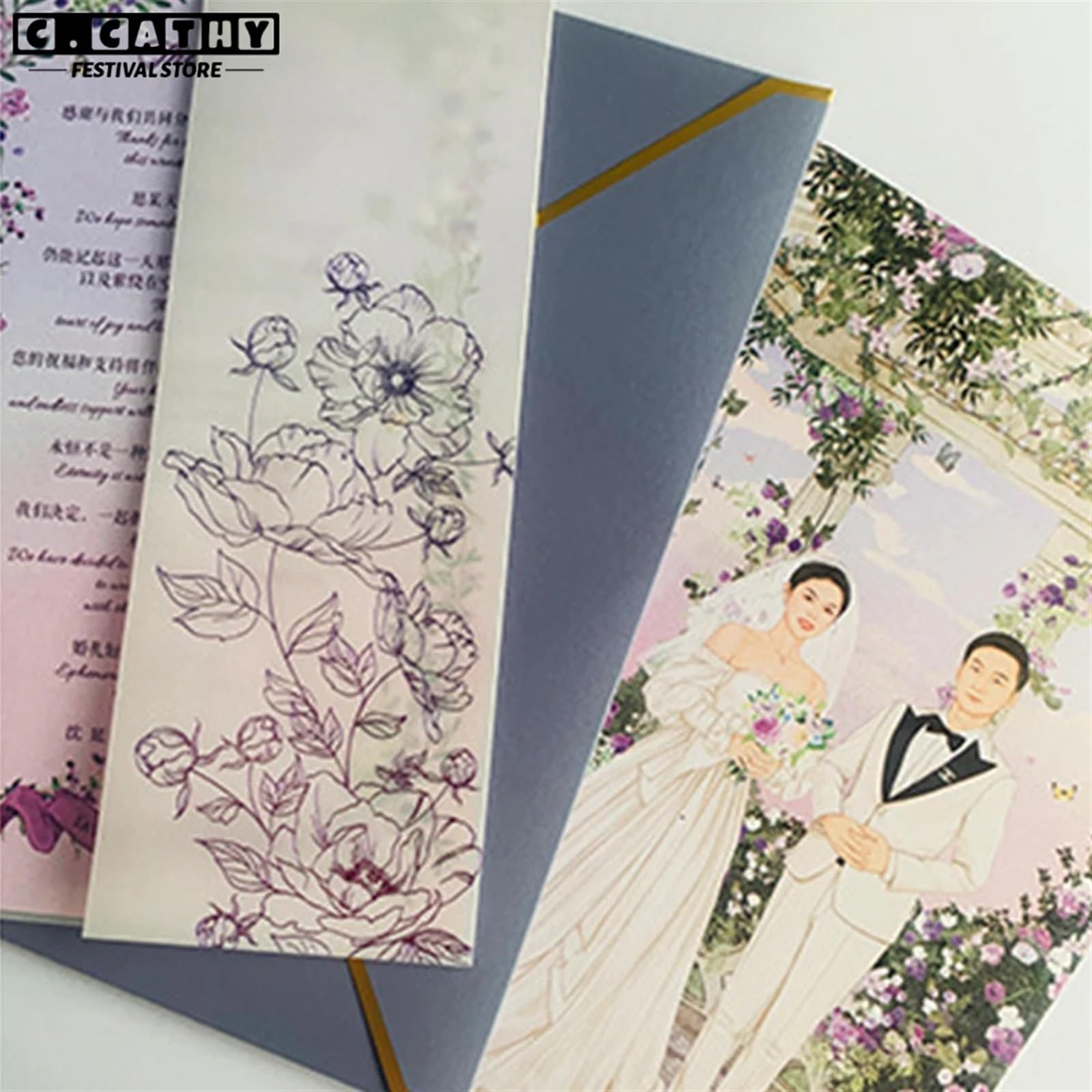 Einladungskarten Hochzeit 50 Stück Einladungen zur Hochzeit, Verlobung, Abschluss, Geburtstag, Grußkarte, Partyzubehör, Geschäft(Rose Gold)