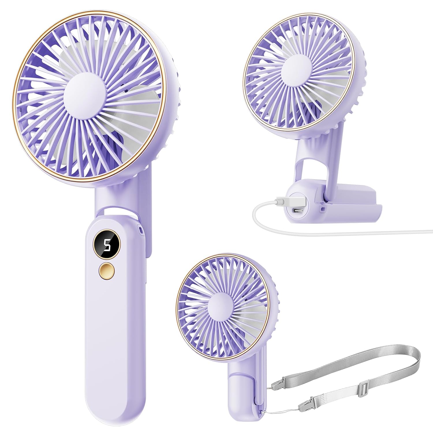 Portable Handheld Fan 180 Foldable Personal Fan USB Rechargeable Mini Hand Fans for Travel Summer Outdoor Office 5