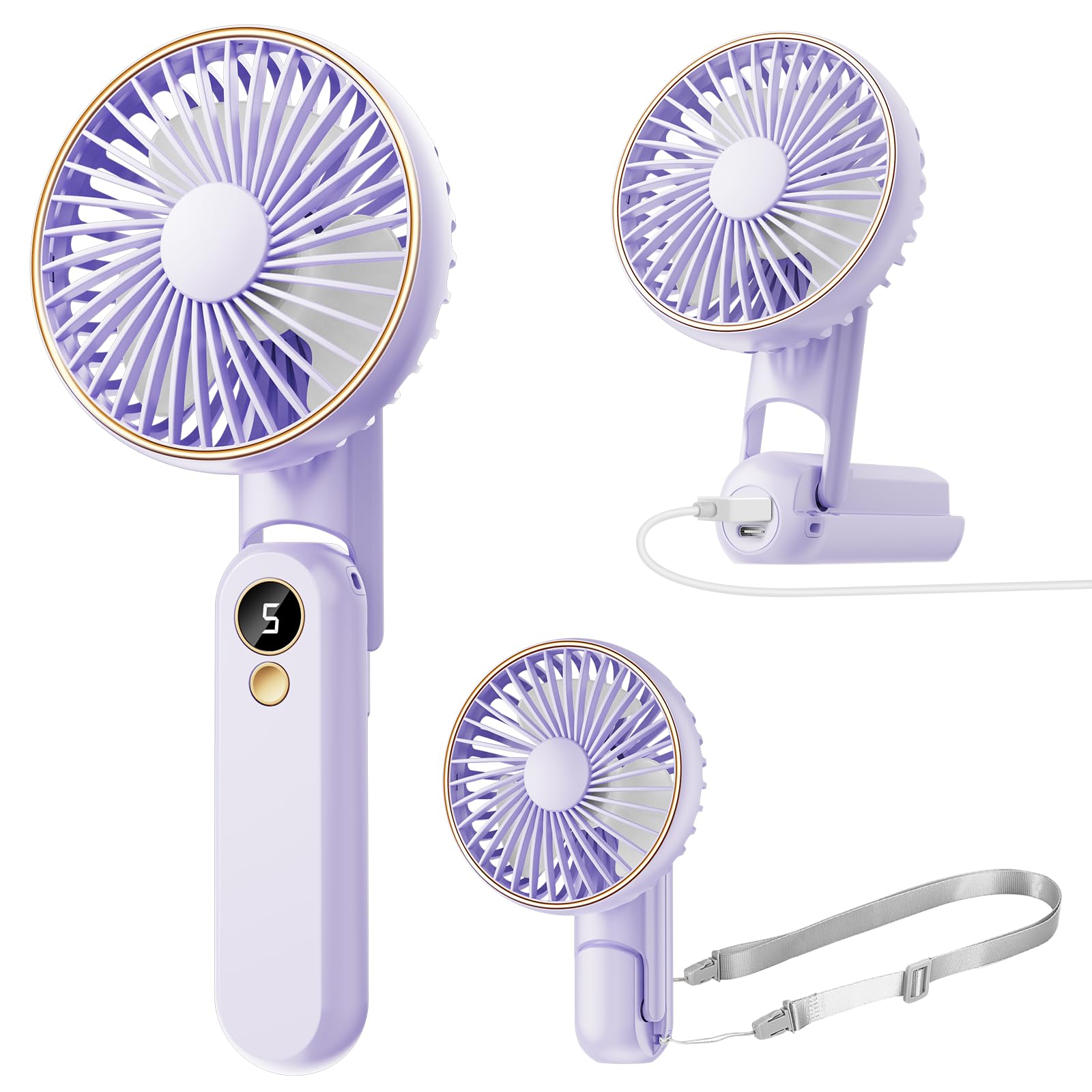 Portable Handheld Fan 180 Foldable Personal Fan USB Rechargeable Mini Hand Fans for Travel Summer Outdoor Office 5