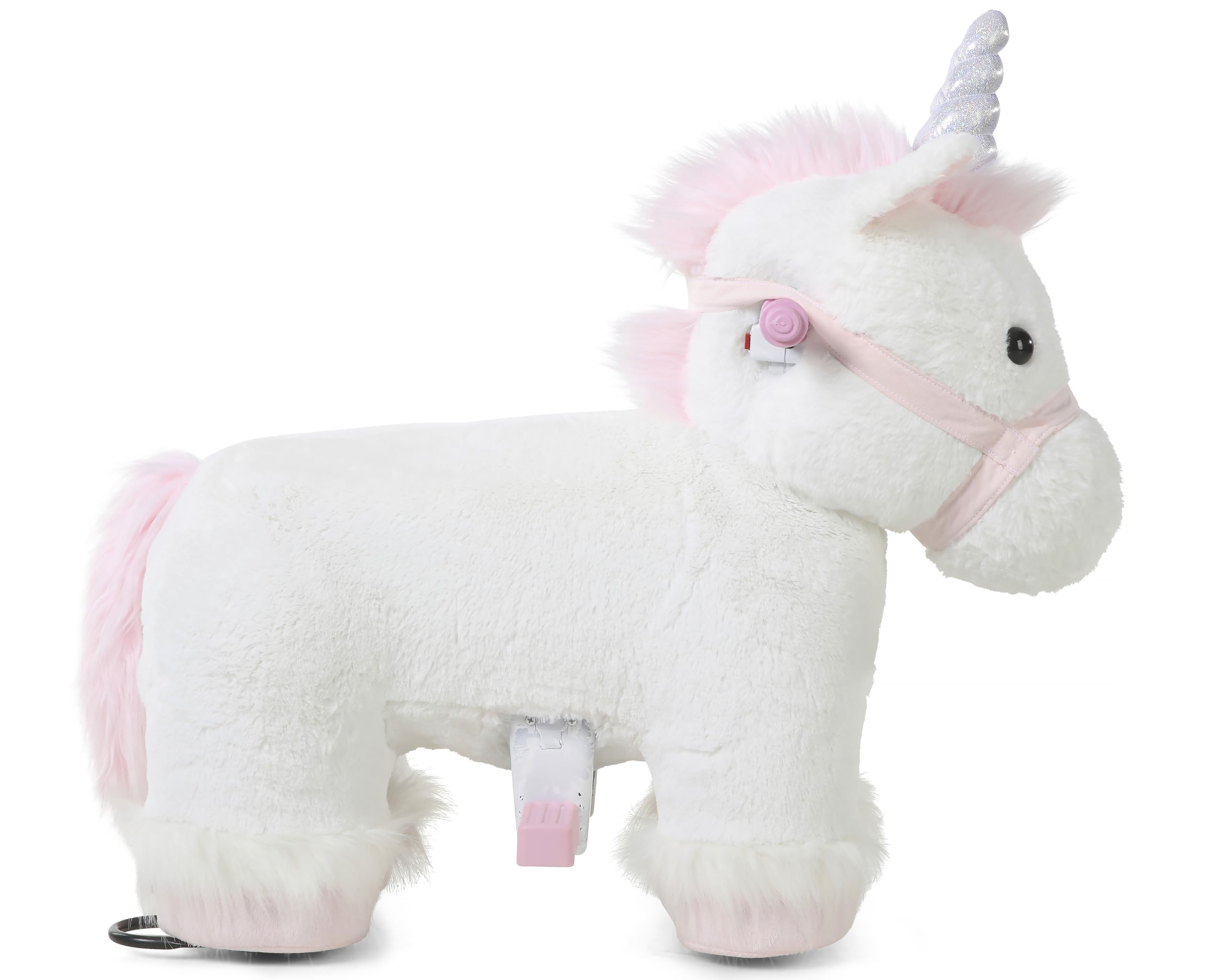 Dynacraft 6-Volt Plush Ride On Unicorn for Kids 18 Months - 3 Years- Soft Plush Material, with Fun Features- Easy Push Button Acceleration, Electric Unicorn Pony Ride On Toy, 2.5 MPH