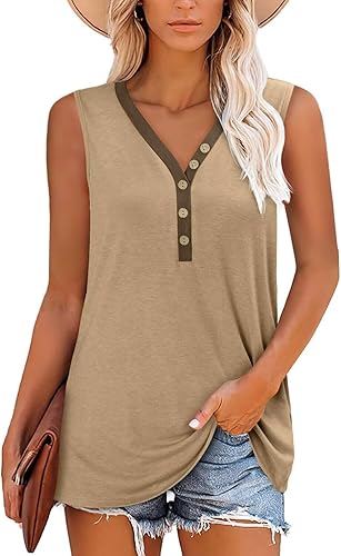 KISSMODA Womens Boho Tops for Summer Sleeveless Tanks Loose Fit Casual Blouse Daily Shirts for Leggings (S-3XL)