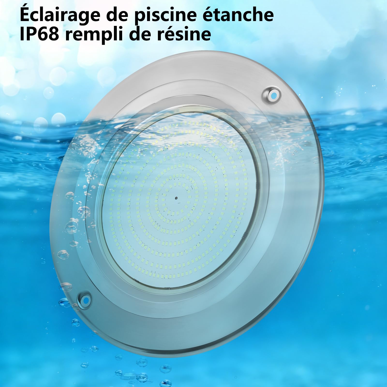 COOLWEST Projecteur Piscine LED Remplie de Résine, 36W Lampe Piscine Extra-Plats, Blanc Froid LED Spot Piscine en Acier Inoxydable, IP68 étanche, 12V DC, Montage en Surface, 6000K