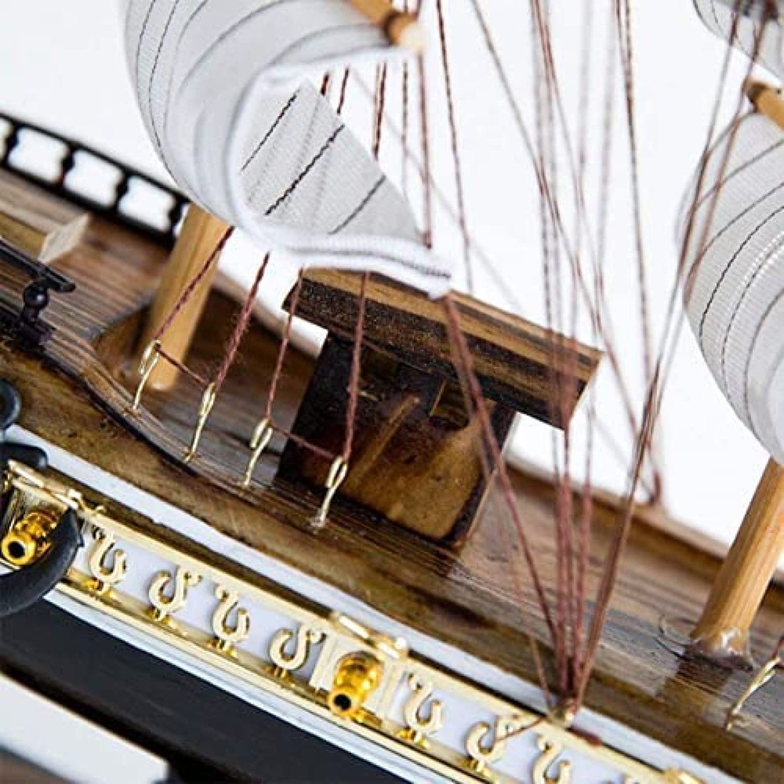 Modèle De Bateau en Bois Modèle De Voilier en Bois Fait À La Main Décorations De Maison De Style Méditerranéen pour Un Cadeau De Fête d'anniversaire Parfait, 38 * 43cm,Pleasant63