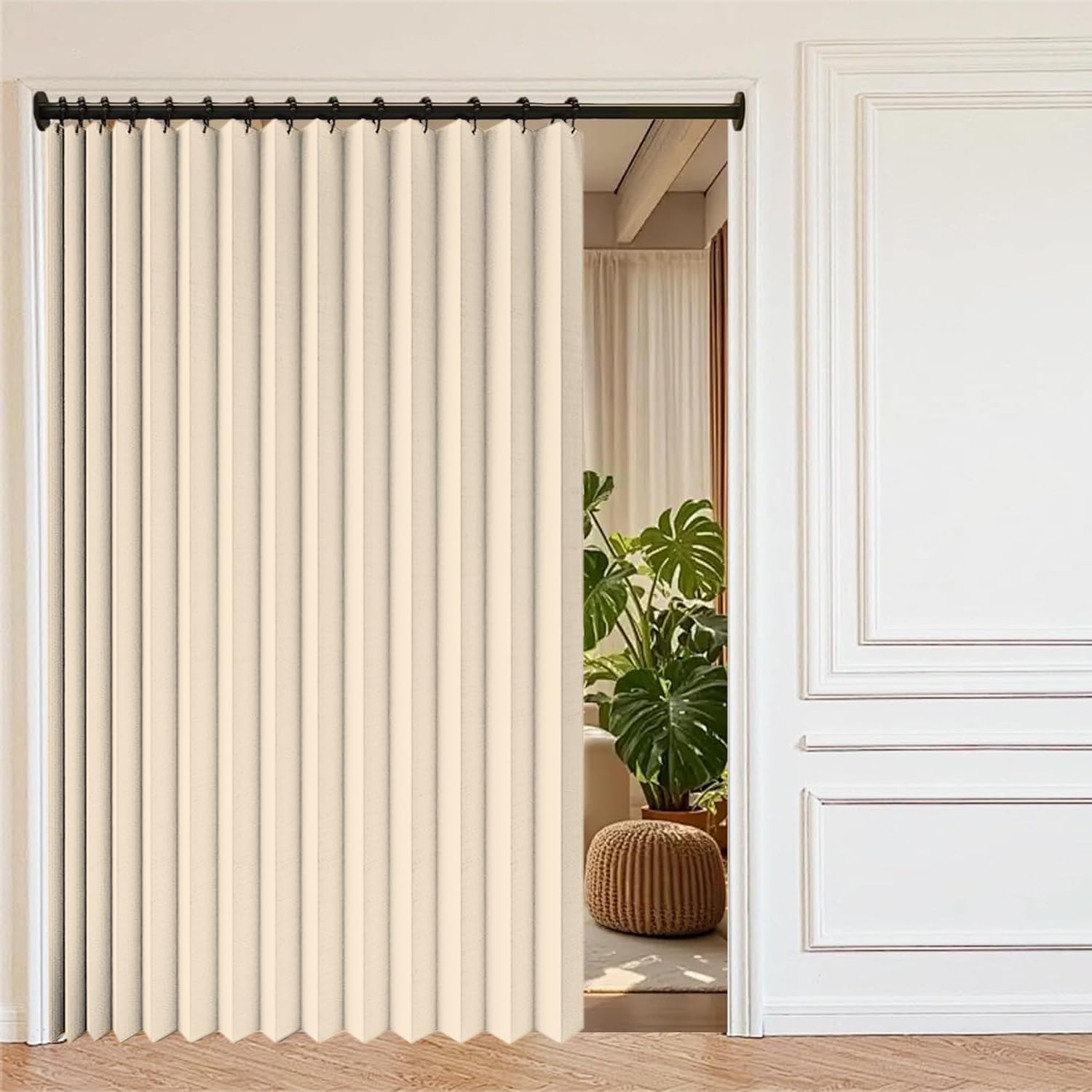 Marre de percer ? Rideaux occultants magnétiques beige W160xH180cm