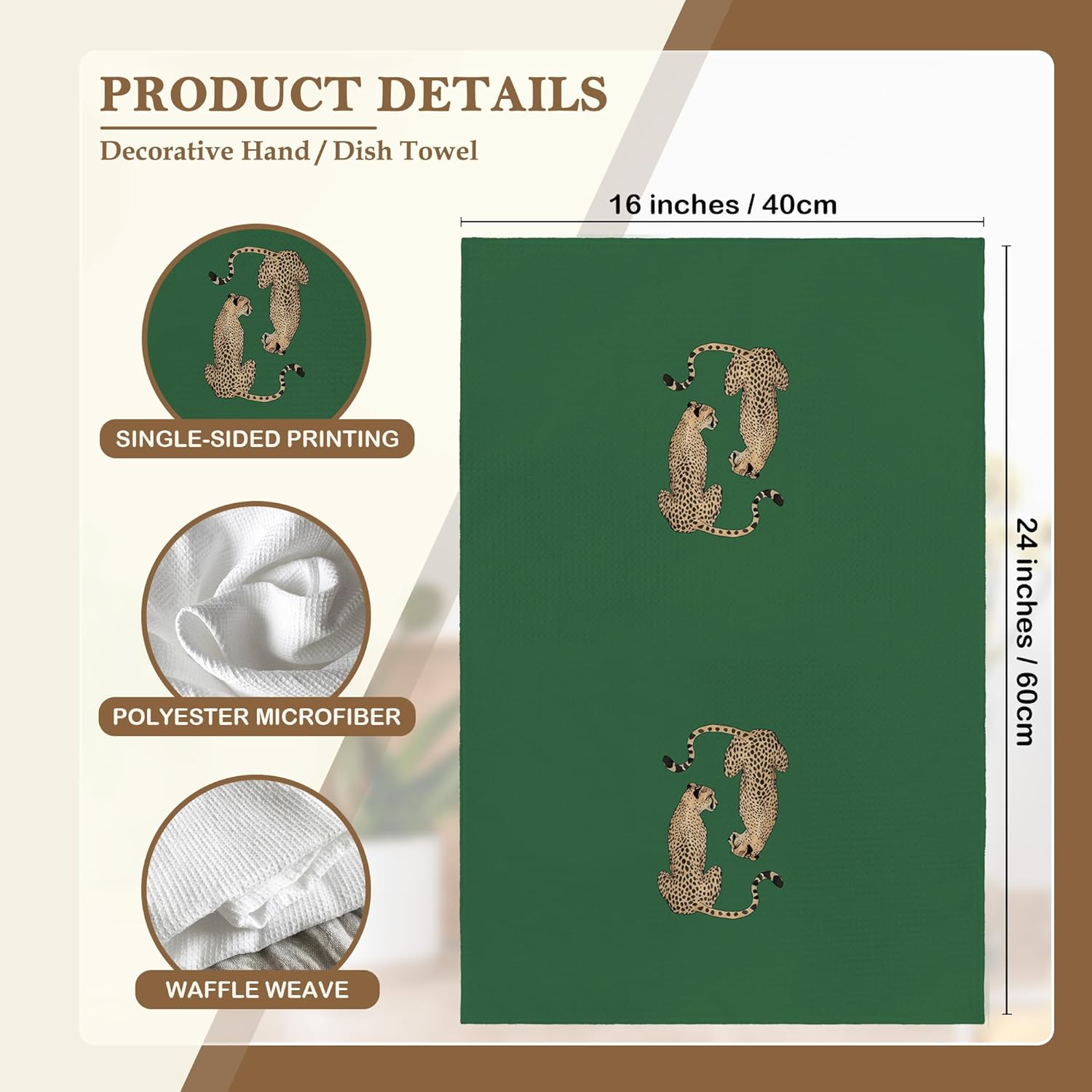 Trendy Pink Green Cheetah Kitchen Towels Decorative 16x24, Preppy Leopard Decor Dish Towels Cloths Dishcloths Tea Towel Gifts for Women Teen Girl, Retro Dorm Bathroom Kitchen Hand Towel Decor - Image 7