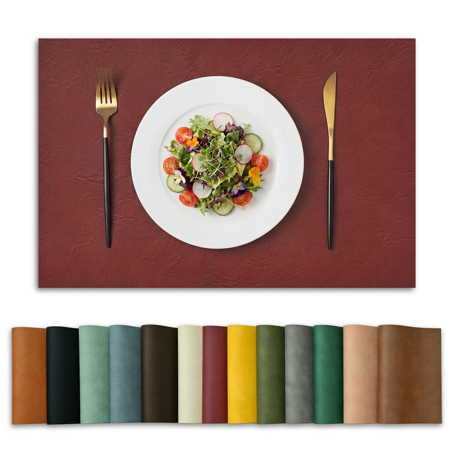 Artoid Mode Red Faux Leather Christmas Placemats 30x45 cm Set of 4