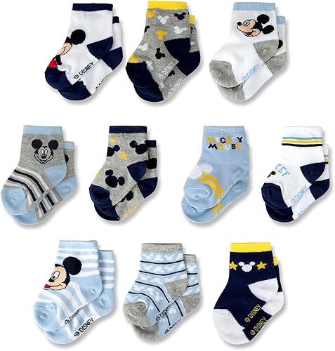 Disney 10-Pack Mickey Mouse Baby Boy Infant Sock Multicolor - 0-24 Months Azul oscuro, Azul claro Disney 10-Pack Mickey Mouse Baby Boy Infant Sock Multicolor - 0-24 Months Azul oscuro, Azul claro