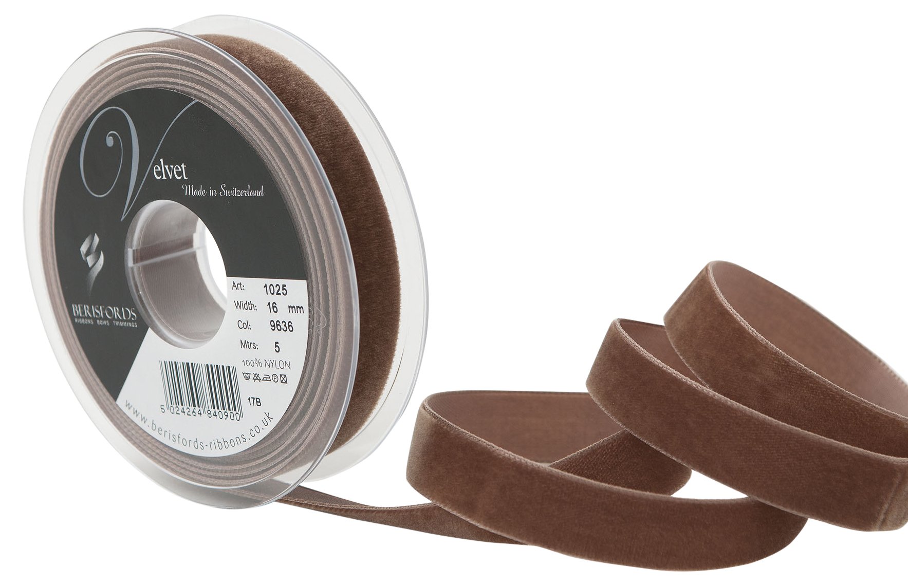 Berisfords Velvet Ribbon, Cafe, 102 x 21 x 102 cm