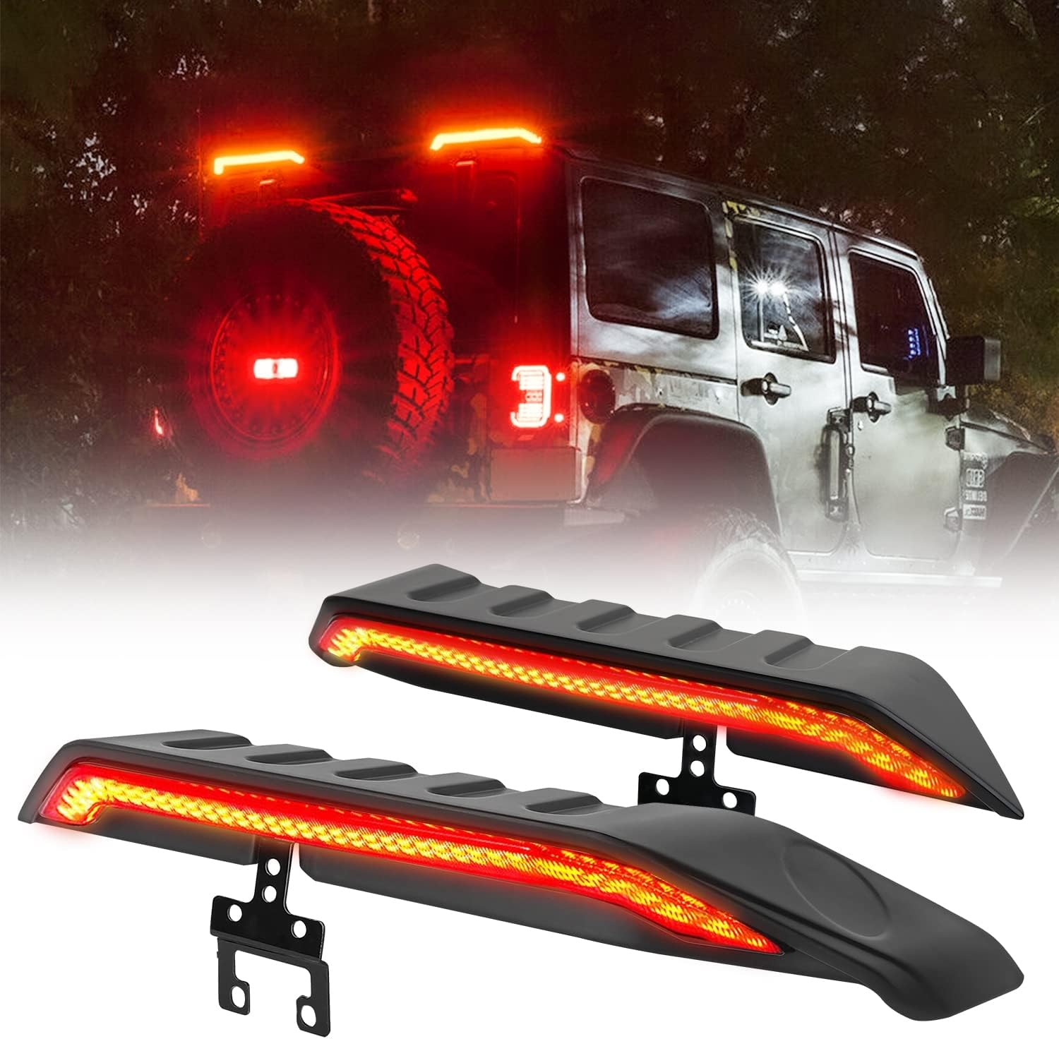 High Mount Brake Light with Turn Signals & Brake Lights, Extra Tail Light For Jeep Wrangler JK JKU 2007-2018