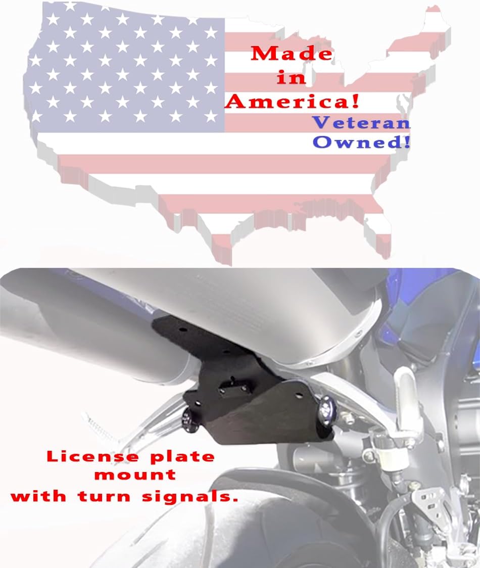 Fender Eliminator Kit fits Yamaha 07-08 R1 with LED turn signals, SS sportbike motorcycle license plate mount with tag light by Bikelitez