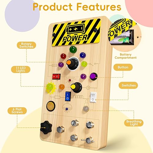 Miniatura 3 de MGparty Tablero de actividades, juguetes Montessori de madera para bebés pequeños, juguetes sensoriales educativos de motricidad fina para