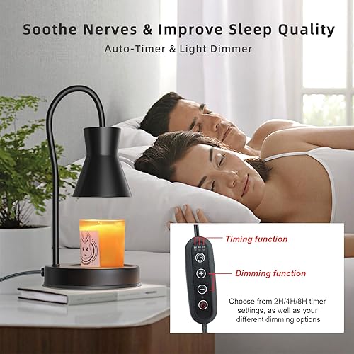 Miniatura 3 de Lámpara calentadora de velas, temporizador eléctrico de vela y regulador de luz con 2 bombillas, vela perfumada de fusión de altura ajustable