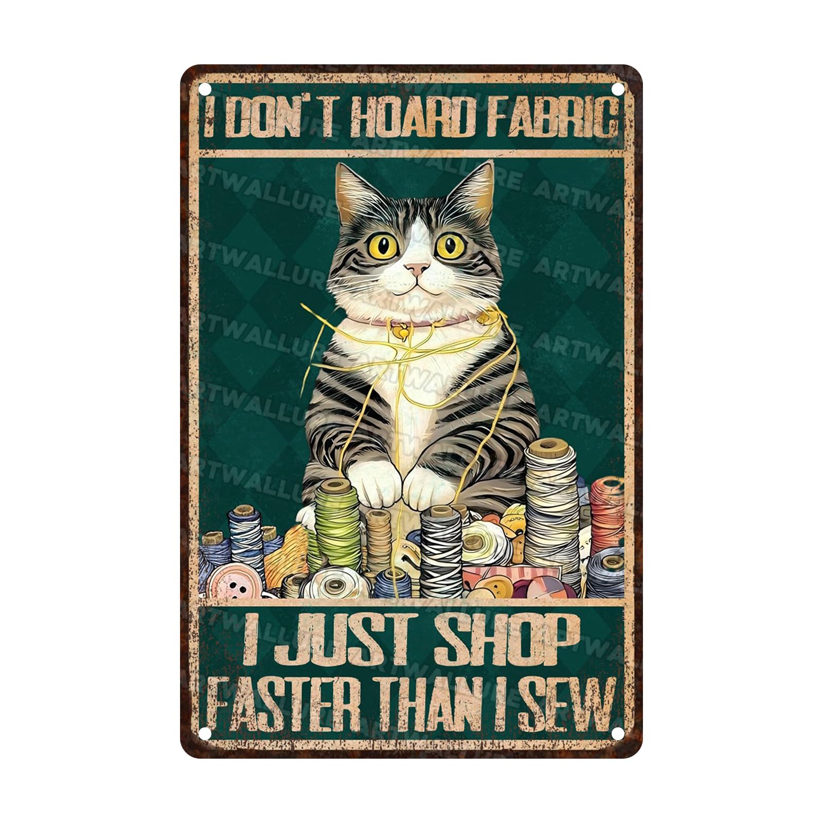 Anceky Funny Metal Tin Sign I Don'T Hoard Fabric Metal Sign Vintage Wall Decor For Home Bar Backyard Cafe Kitchen 12×8 Inch