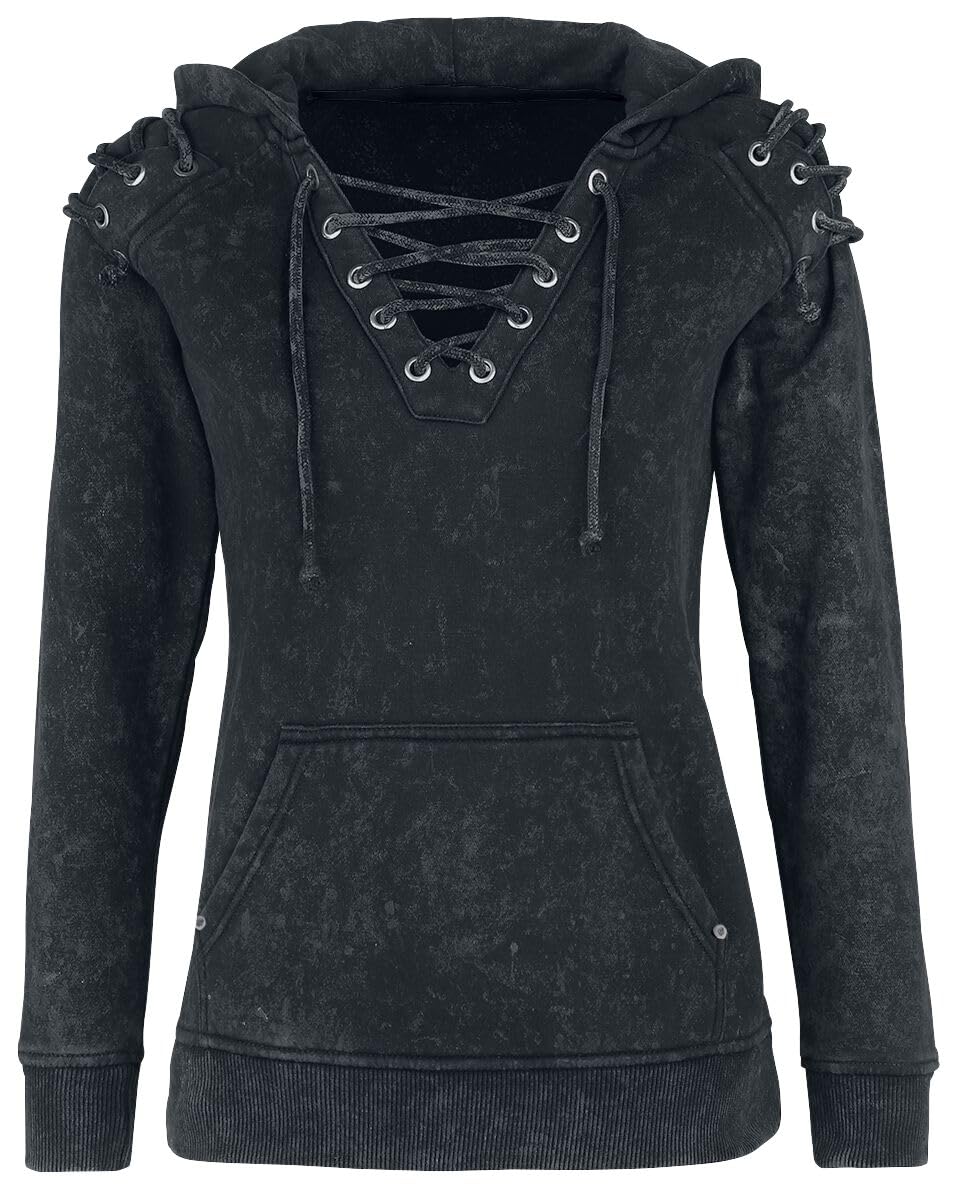 Rock Rebel by EMP Donna Maglione Grigio Scuro con Allacciatura