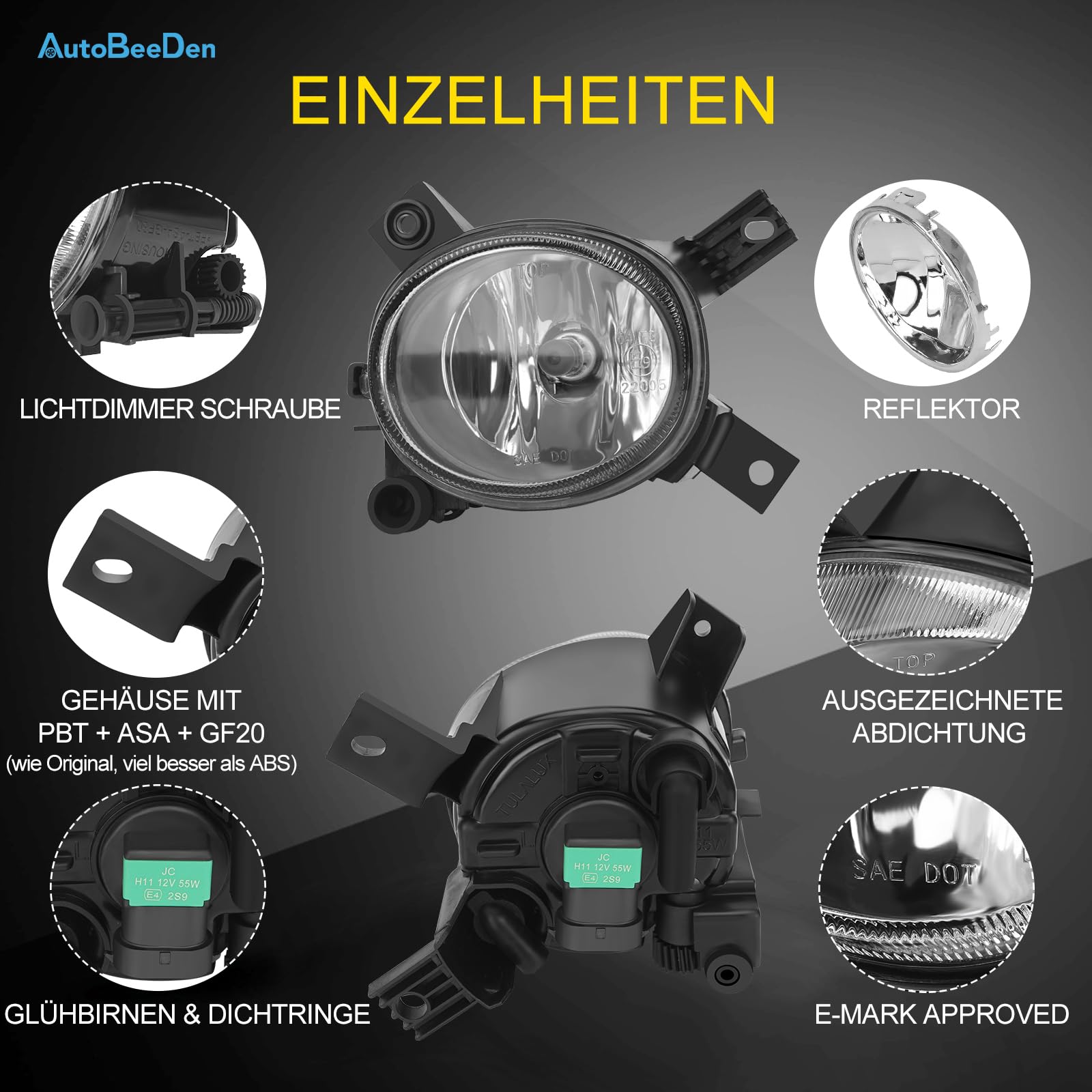 Nebelscheinwerfer kompatibel mit Audi A4 A3 S3, 8EC 8ED 8H7 8HE 8P1 8PA 8P7, V-System S-Linie Stoßstange Version, 05/2003-05/2013 (Klar Objektiv)