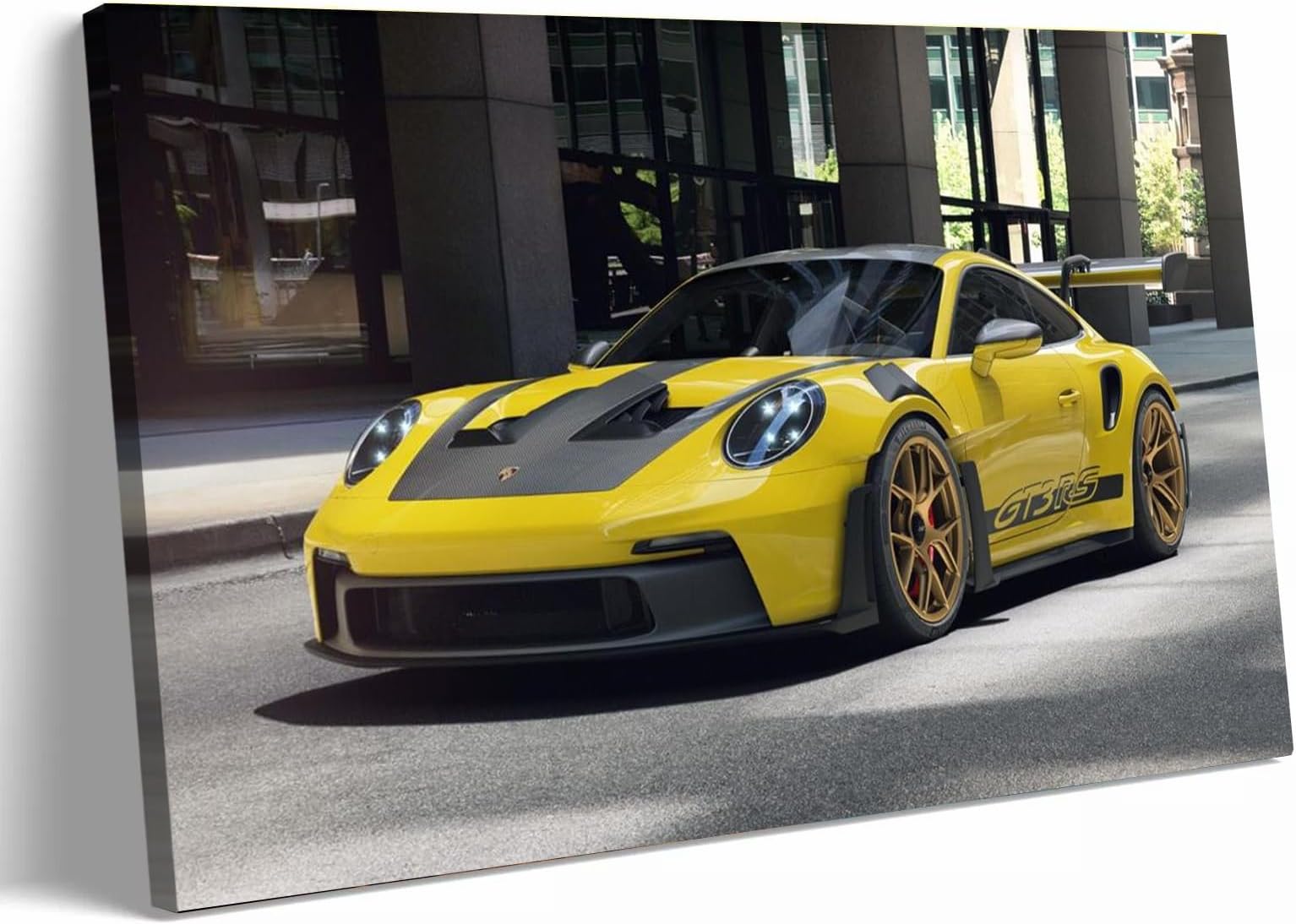 Supercar Poster 911 GT3RS Poster Racing Wall Painting Art Canvas Posters Birthday Gift Prints Pictures for House Decor Framed or Frameless (Yellow, 24L x 36W, Unframed)