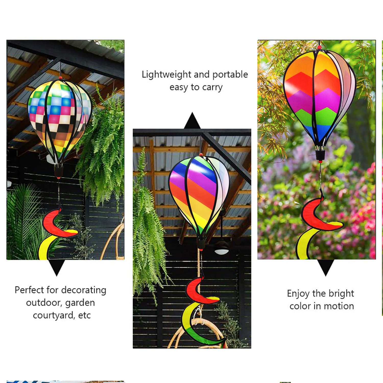 3 szt. 130 cm balon na gorące powietrze spinner wiatr tęczowy ogród wiatraczki wirujący spinner wiatr wiatrak w paski tęczowy worek na wiatr obracające się cekiny twister wisząca dekoracja
