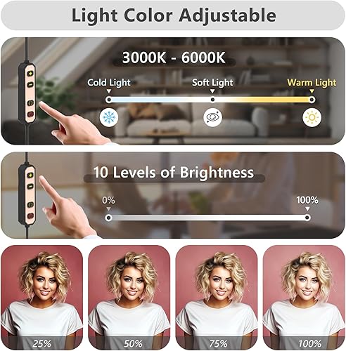 Miniatura 4 de Luz de pestañas para tecnología de pestañas, lámpara de pie LED de media luna para esteticista, extensiones de pestañas, cejas, escritorio de uñas,