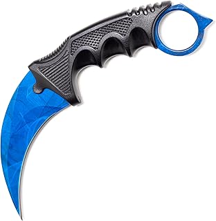 7.3" CSGO Karambit Classic, Stainless steel sharp blade Claw Knife (Sapphire)