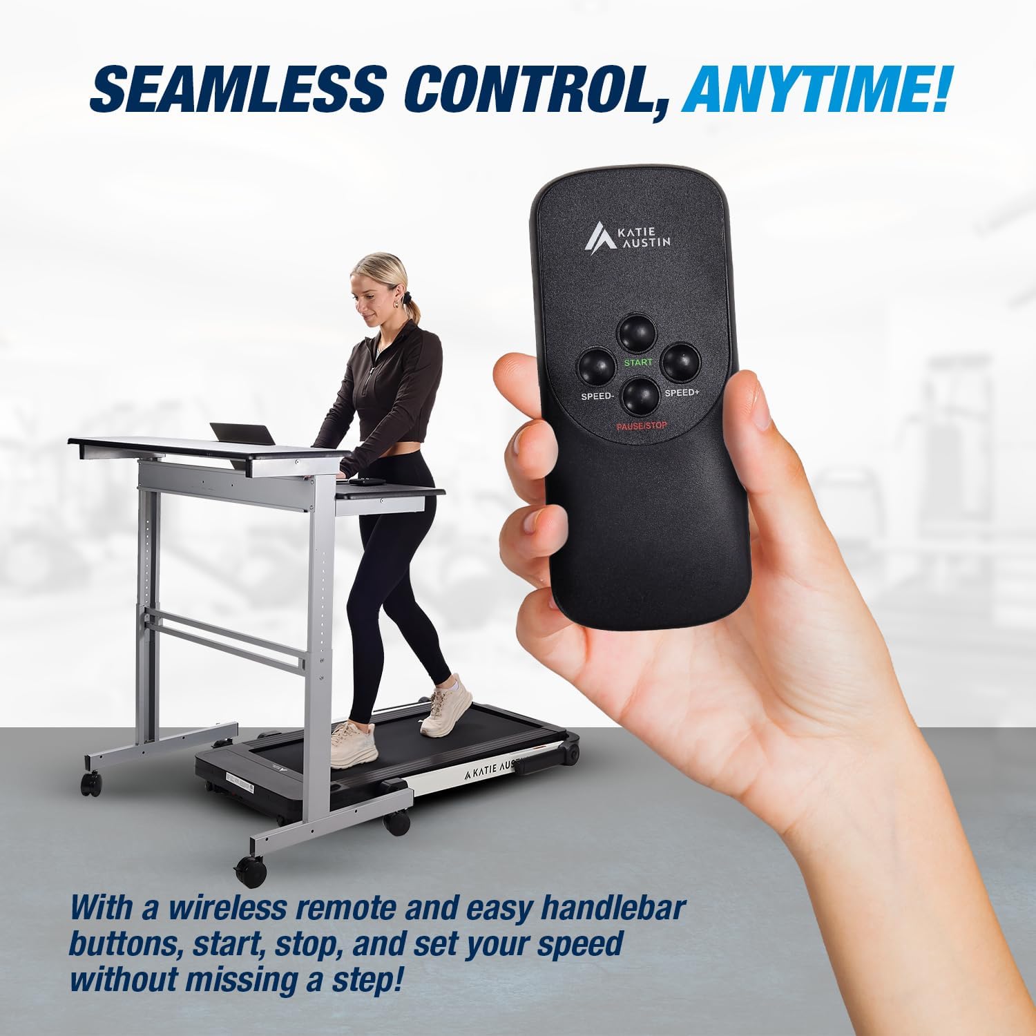 Stamina Products - Katie Austin Treadmill, 2-in-1 Walking Pad Treadmill, Cardio Equipment for Home Gym, Small Treadmills for Home