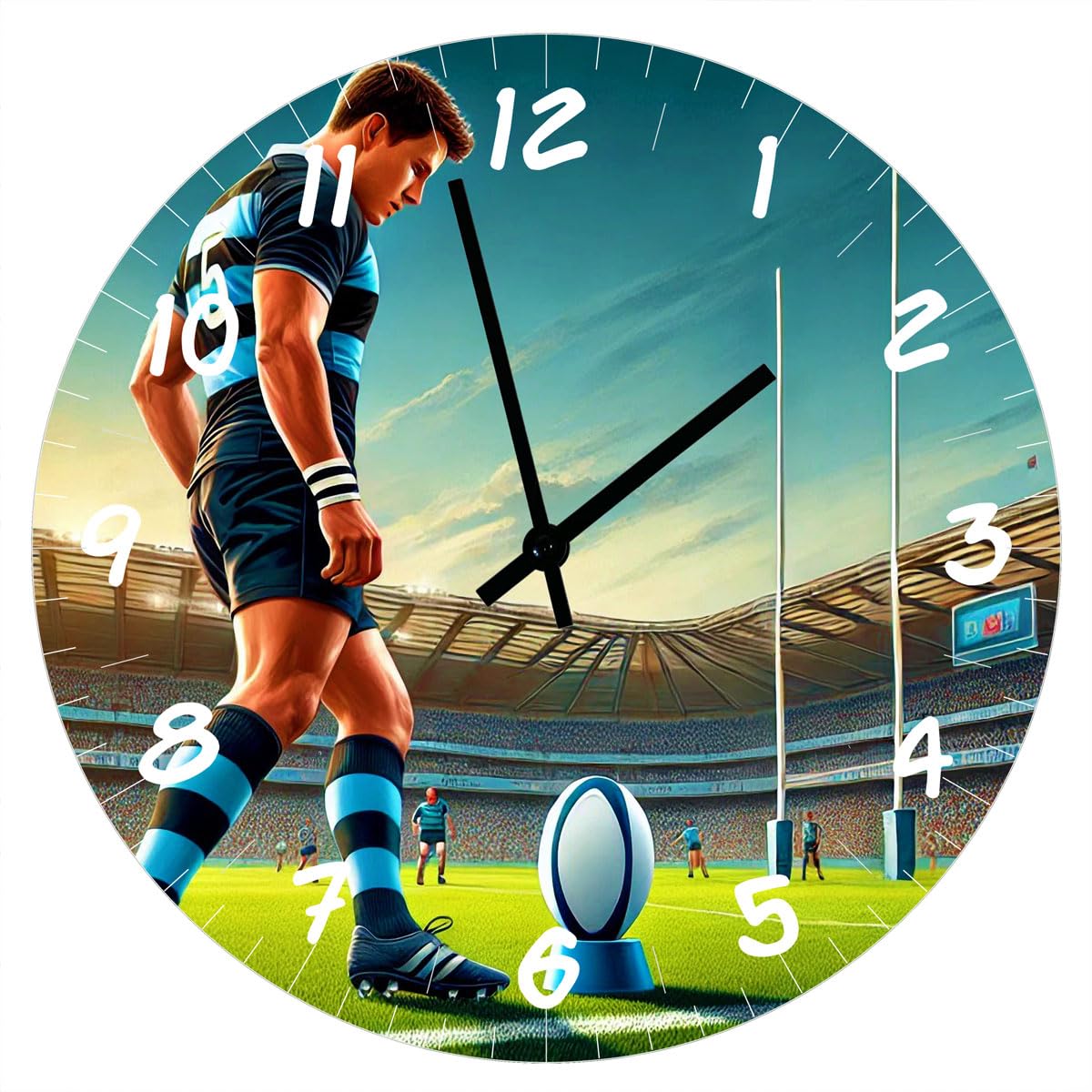 Horloge en Verre Rugby 29 cm : une pendule moderne aux finitions soignées pour intérieur