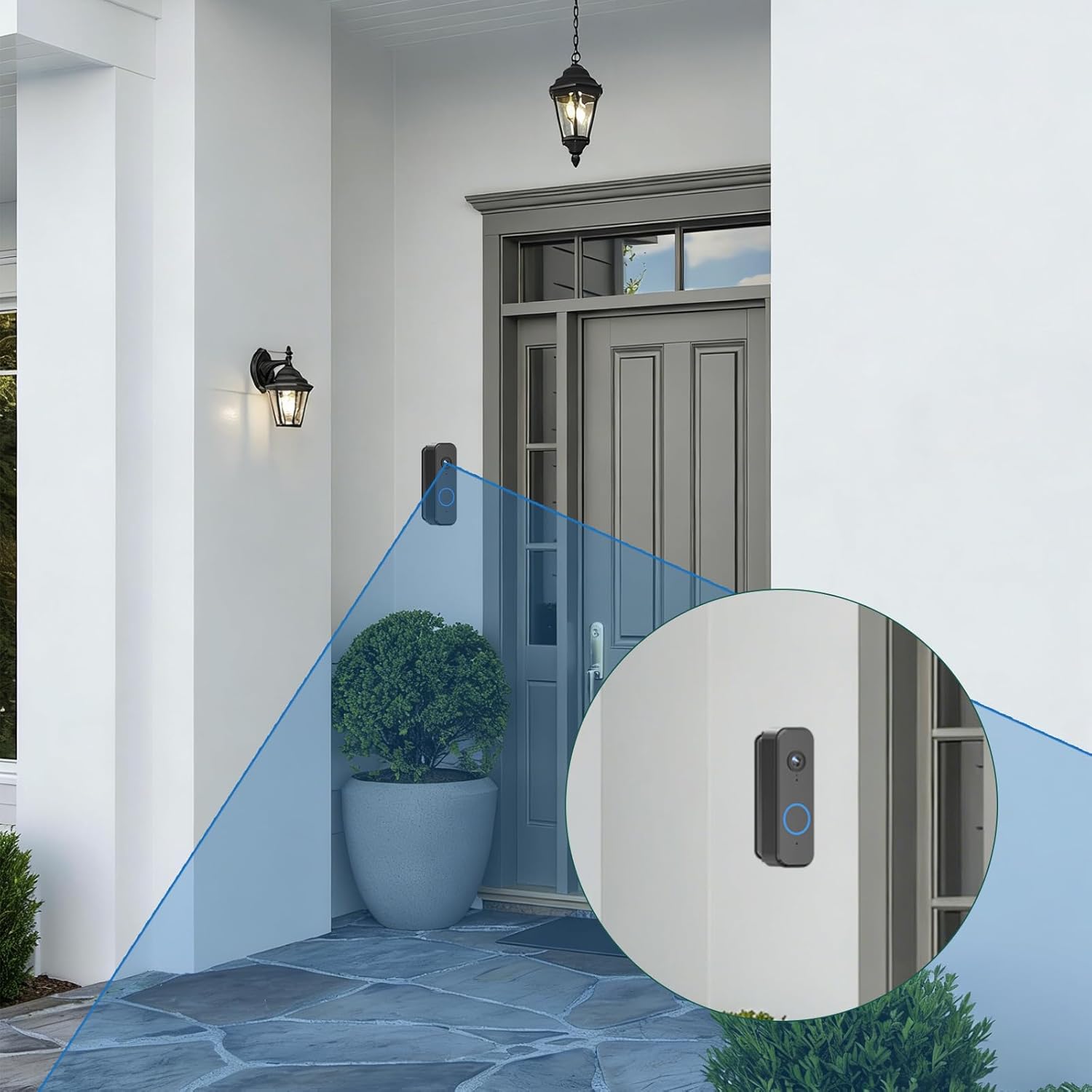 Universal Adjustable Corner Mount, 35 to 55 Degrees Angle Mount for MyQ/Eufy E340/Wyze/Tapo/Aosu Doorbell Camera, Widen Viewing Range Doorbell Kit, Left/Right Installation, Black
