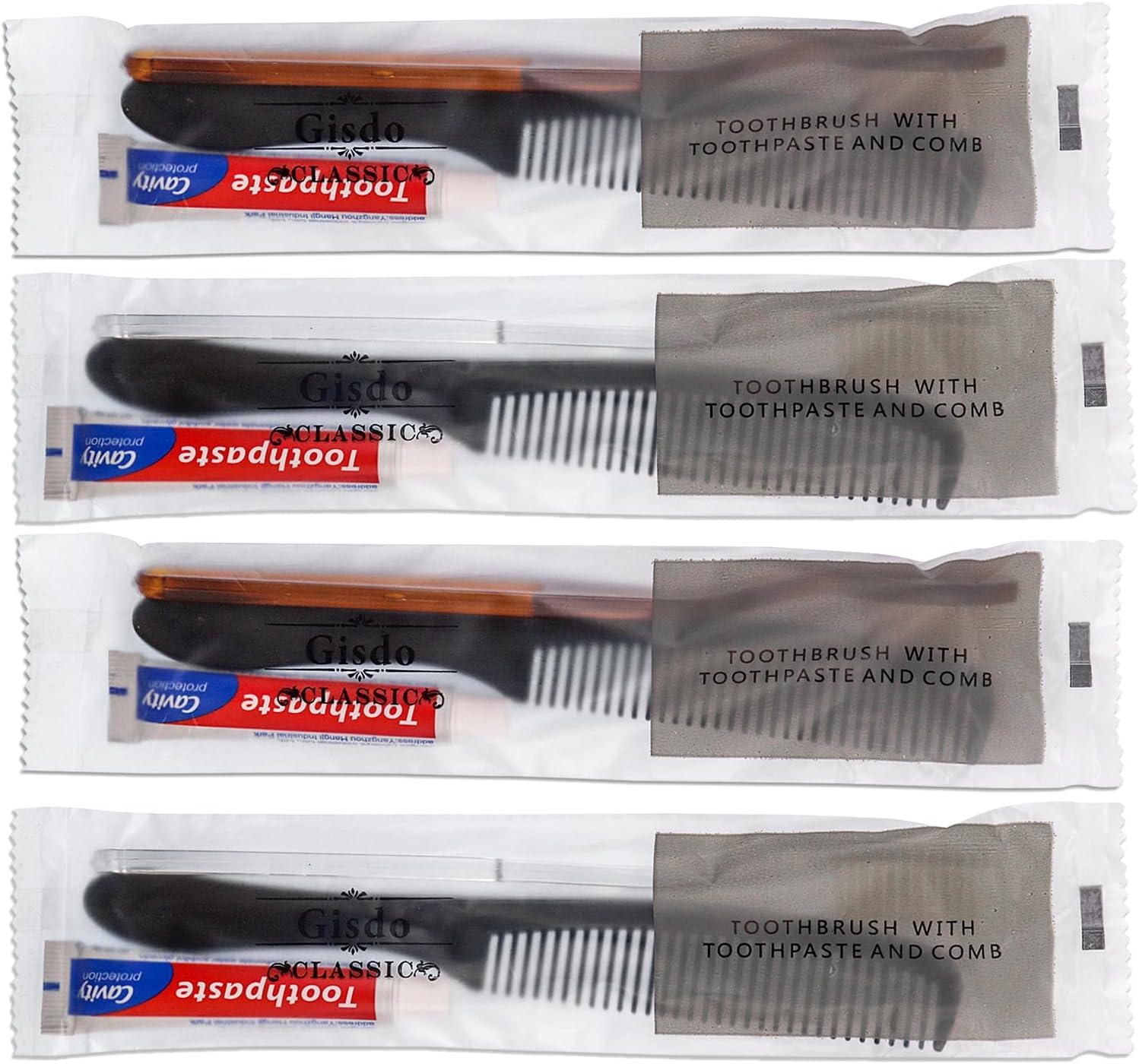 100 Pack spazzolini monouso con dentifricio e pettine confezionati individualmente, 10g dentifricio da viaggio, 7 pollici pettine per capelli neri