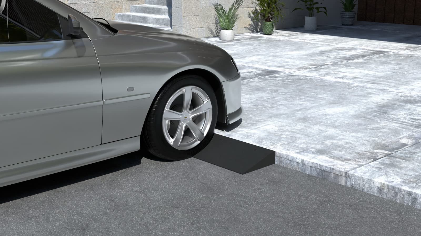 RO-FLEX Rampa in gomma da 70 mm di altezza, rampa per marciapiedi, rampa di carico (nero)