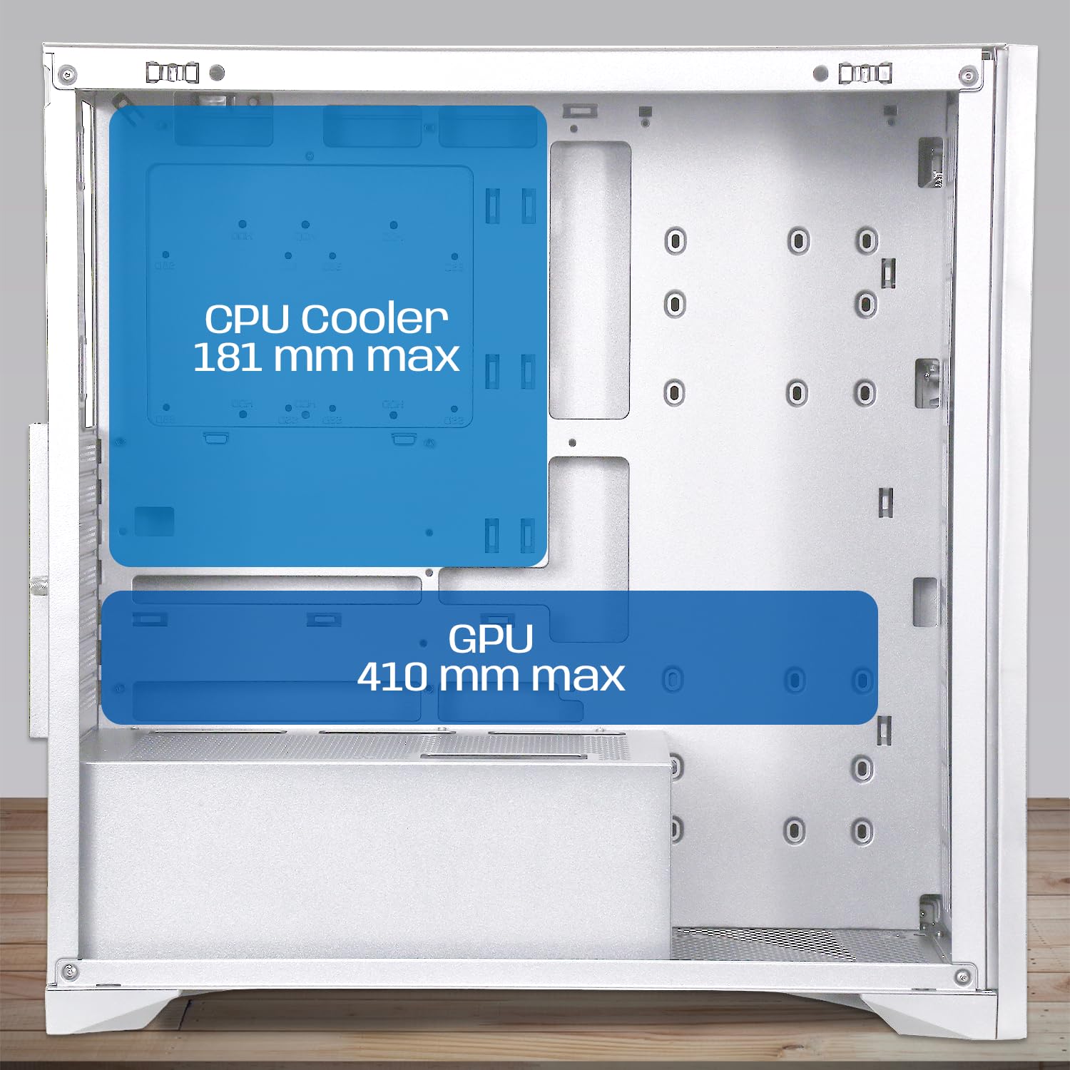 NEWWAY – NW1 – Caja para PC Frontal de Madera – Media Torre Compatible con ATX/Micro-ATX/ITX – Tipo C USB – Ventiladores incluidos 3 x 140 mm PWM – Panel Lateral de Cristal Templado