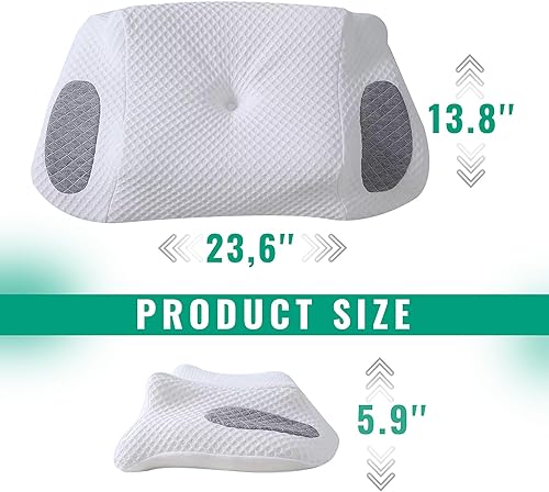 Miniatura 2 de EHUNTERSHUB - Almohada cervical para aliviar el dolor de cuello de 23.62 x 13.78 x 5.91 pulgadas, almohada cervical duradera de espuma viscoelástica
