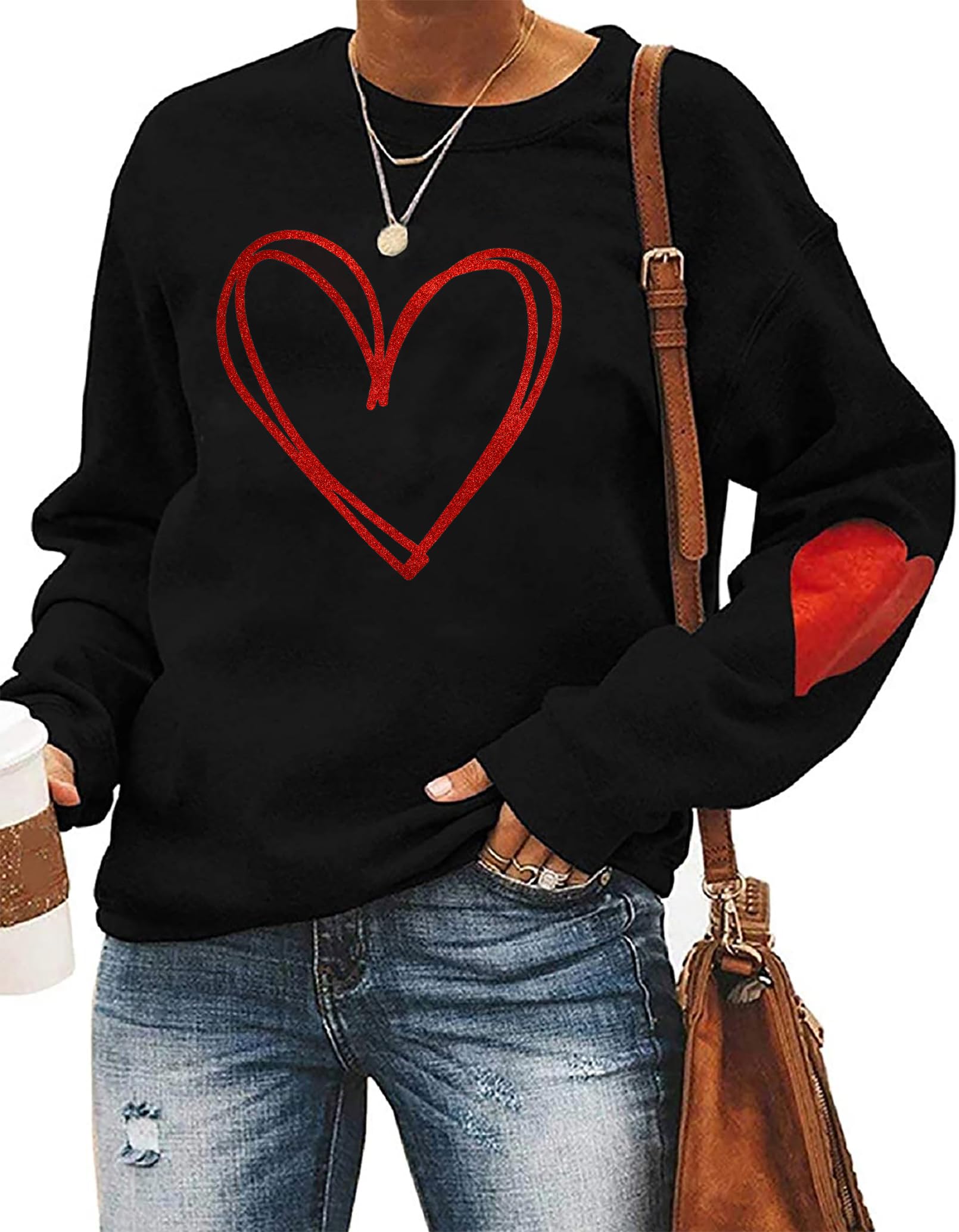 Ithalt Valentines Day Shirts Women Valentine Crewneck Sweatshirts Love Heart Sweatshirt Valentine's Long Sleeve Tops