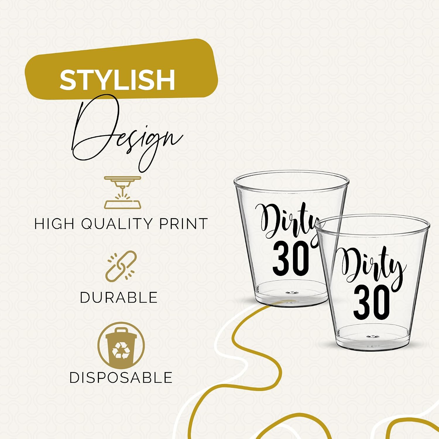 Dirty 30 Birthday Decorations for Her and Him - 2oz Plastic Shot Glasses