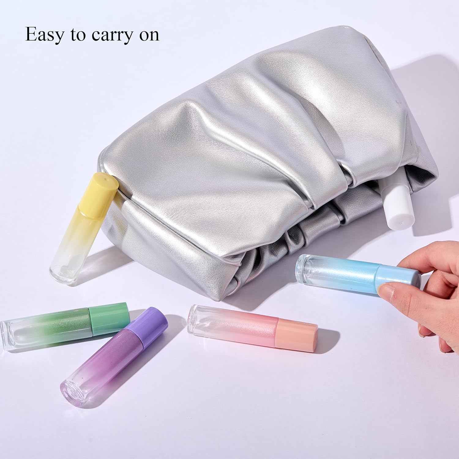Qeuly 10ml Essential Oil Roller Bottles, Roller Ball Applicator, Glass Roller Bottles for Essential Oils, Perfume and Lip Gloss (6 Gradient Colors)