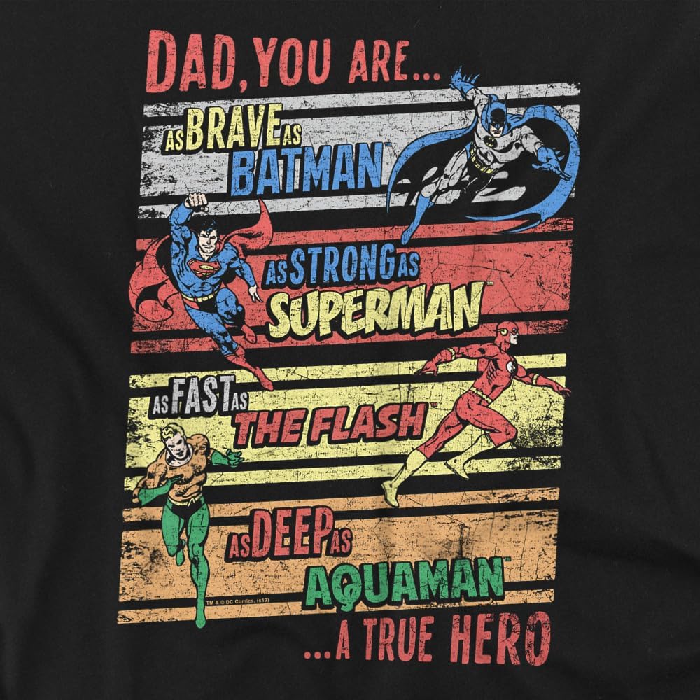 Popfunk Justice League True Hero Dad Father's Day T Shirt, Black