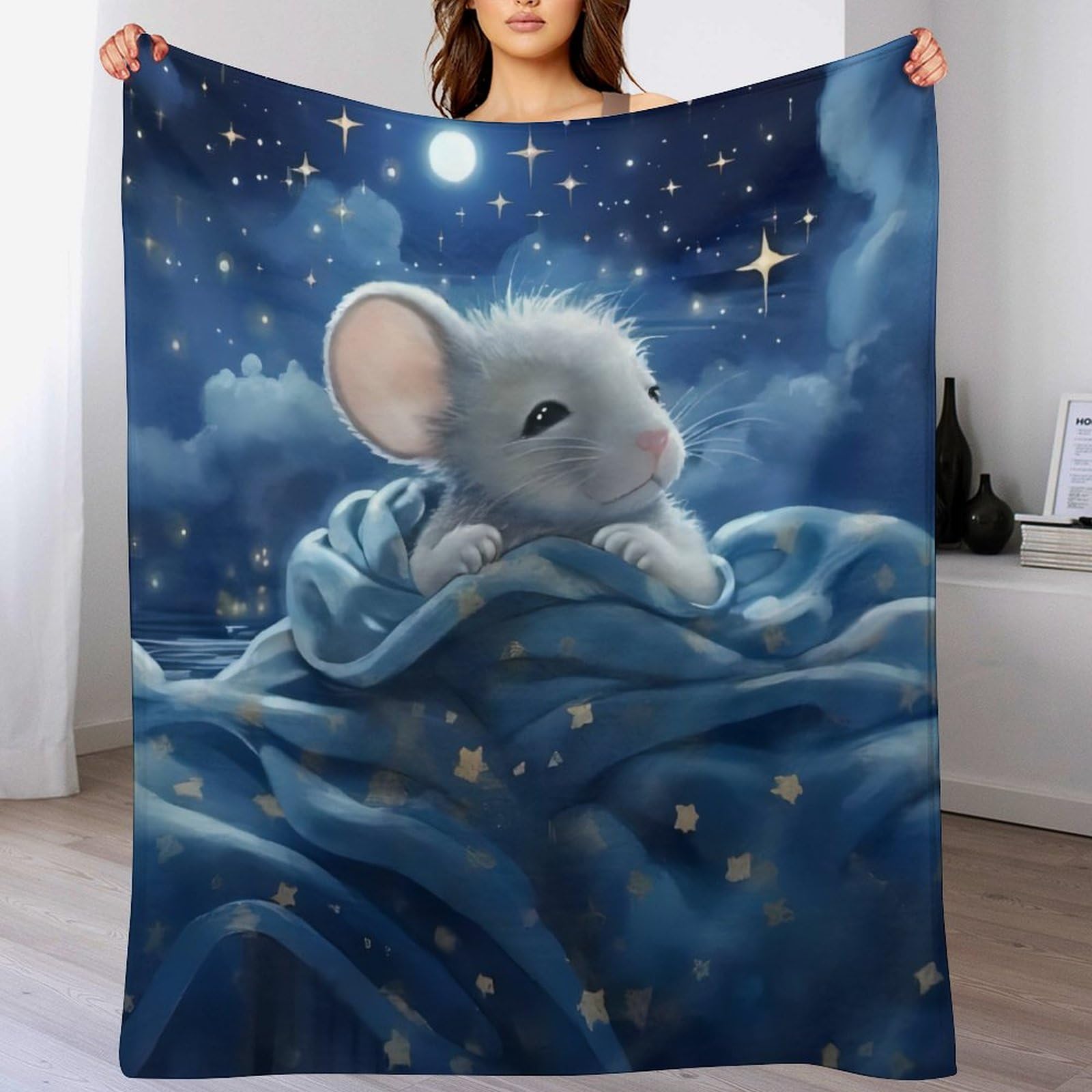 Couverture luxe motif souris mignonne en flanelle haut de gamme pour lit enfant